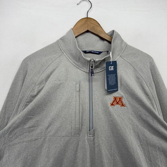 Minnesota University Quarter Zip Men's 2XL Gray 1/4 Golf Tech Embroidered NEW - Picture 2 of 10